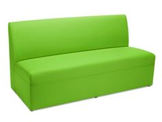 a lime green couch sitting on top of a white floor