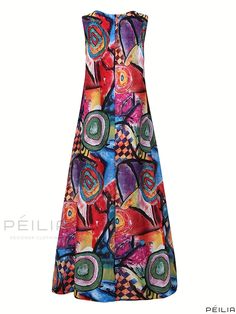 Peilia - Contemporary Abstract Print Maxi Dress with Boho Crew Neck Design - Sleeveless Womens Apparel Boho Leggings, Plus Size Casual Dress, Vestidos Retro, Custom Size Dresses, Women Maxi, Sleeveless Maxi Dress, Printed Maxi, Plus Size Casual, Dress For Women