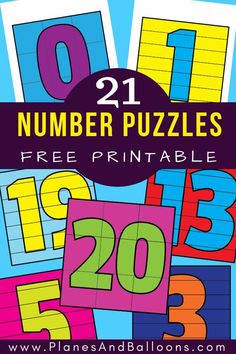 printable number puzzles for kids with the title, free printable numbers and letters