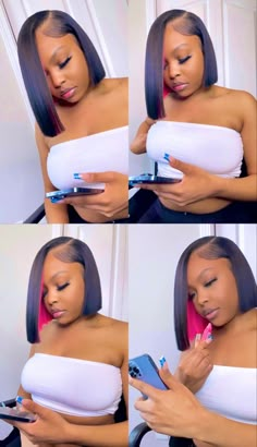 Closure Qw Bob, Peak A Boo Quick Weave Bob, Bob Hairstyles With Color Black Women, Quick Weave Bobs For Black Women Leave Out, Bob Quick Weave Hairstyles With Color, 12 Inch Bob Wig For Black Women, Bob With Color Underneath, Side Part Quick Weave Bob With Leave Out, Asymmetrical Bob For Black Women