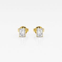 There's nothing more versatile than a pair of classic stud earrings. We love these princess cut lab grown diamond studs for every occasion, be it zoom meetings, brunch with friends or quiet evening dinner with your beau. Pick the size and color best suited to your ears in the color of gold that you fancy. Formal Yellow Gold Emerald Cut Diamond Earrings, Yellow Gold Emerald Cut Diamond Earrings For Wedding, Emerald Cut Yellow Gold Diamond Earrings For Wedding, Classic Formal Baguette Cut Diamond Earrings, Emerald Cut Diamond Earrings In Yellow Gold, Classic Baguette Cut Earrings For Anniversary, Classic Baguette Cut Diamond Earrings As A Gift, Formal Emerald Cut Yellow Gold Earrings, Formal Yellow Gold Emerald Cut Earrings