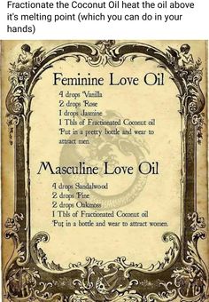 Attraction Perfume Spell, Feminine Love Oil, Lilith Essential Oils, Herbal Potions Recipes, Love Perfume Witchcraft, Witch Perfume Recipes, Attraction Oil Recipe Witchcraft, Beauty Potions Witchcraft, Come To Me Oil Recipe Hoodoo