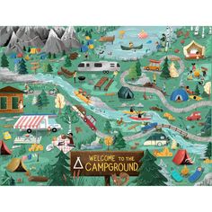 an illustrated map of the campground area