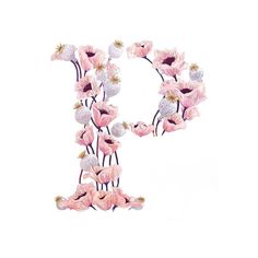 the letter p is made up of pink flowers