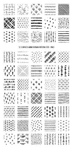 a large collection of black and white patterns