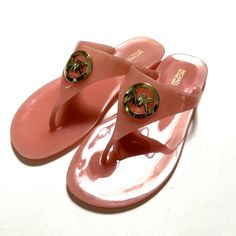 Cute Michael Kors Logo Slip On Thong Sandals. Round-Toe Slip-On Thong Sandals Signature Logo Medallion Detail Manmade Rubber New Without Box. Impeccable Condition. Color: Soft Pink Item Comes From A Smoke Free Home. Adjustable Pink Jelly Sandals For Beach, Pink Casual Jelly Sandals For The Beach, Casual Pink Jelly Sandals For The Beach, Pink Adjustable Jelly Sandals Casual Style, Casual Adjustable Pink Jelly Sandals, Casual Pink Adjustable Jelly Sandals, Pink Flat Jelly Sandals For Beach, Pink Jelly Sandals For Summer Vacation, Pink Jelly Sandals For Vacation In Spring