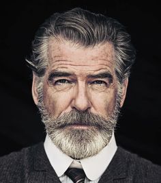 Older Man Portrait, Elderly Photography, Barba Hipster, Man With A Beard, Celebrity Workout, Pierce Brosnan, Beard No Mustache, Male Portrait