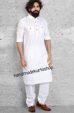 "HANDMADEKURTASHOP  Description Man kurta for Man Give yourself a best ethnic look by wearing this Top and bottom Set. Made of rich cotton silk blend fabric this regular-fit set comprises a full-sleeved Indian kurta  This outfit with mojris will look apart on special occasions. material 100%Cotton Color : white color Kurta Length : 40 inches Only kurta Shirt Chest is measurement for shirt (not body) As per standard, for best loose fitting 6 inches gap should be there between actual chest size and shirt chest size Size chart is below Men's Sizes Actual Body Chest - Ready Shirt Chest i Add 6\" Inches Lose Fitting Fabric Armhole To Armhole. XS - 30\" Inches 36\" Inches S - 34\" Inches 40\" Inches M - 36\" Inche 42\" Inches L - 40\" Inches 46\" Inches XL - 44\" Inches 50\" Inches 2XL - 48\" In White Casual Kurta For Eid, Casual White Kurta For Eid, White Kurta With Dabka For Festivals, White Straight Kurta For Diwali, White Casual Kurta For Diwali, White Kurta For Puja And Eid, White Kurta For Eid, White Dabka Kurta For Diwali, Diwali White Straight Kurta