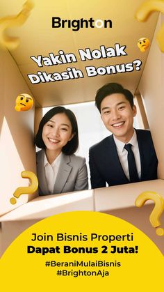 two people are sitting in a box with question marks on the front and back cover