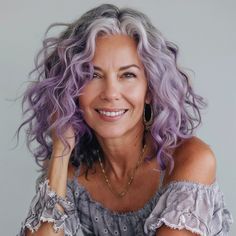 magnific tlEzdq3lqjOlyFFyHcdf Soft Lilac Curls Purple And Gray Hair Color Ideas, Purple Highlights Grey Hair, Purple And Gray Hair, Silver And Purple Hair, Curly Purple Hair