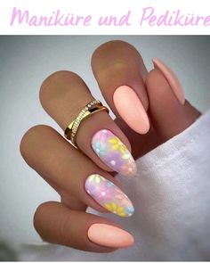 Ongles Summer, Ongles Rose Pastel, Pastel Nails Designs, Manicure Gel, Almond Nails Designs, Pastel Nails, Beach Nails, Floral Nails