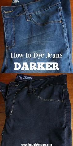 how to dye jeans with dark wash and white lettering on the bottom, in two different ways