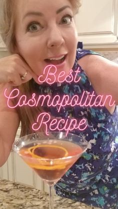 This pin shows a cosmopolitan cocktail in a martini glass with orange peel garnish. Cosmo Cocktail Recipes, Martinelli Sparkling Cider Cocktail, Perfect Cosmopolitan Recipe, Classic Cosmopolitan Recipe, Sparkling Cosmopolitan, Mixology Kit