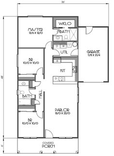 the floor plan for a two bedroom apartment with an attached kitchen and living room area