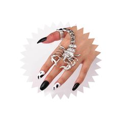 PRICES MAY VARY. Scorpion Finger Ring Bracelet is easy to adjust and would fit fingers size US 4 and up. Punk Hand Chains Harness has carefully crafted, features intricately designed scorpion-inspired rings connected by delicate tassel chains. The vintage punk aesthetic is enhanced by the addition of gothic crystal accents, creating a mesmerizing and edgy look. Rhinestone Hand Bracelets ideal for couples or anyone with a taste for distinctive jewelry, this set makes a statement that is both dari Vintage Punk Aesthetic, Finger Ring Bracelet, Pirate Ring, Hand Bracelets, Full Finger Ring, Chain Harness, Full Finger Rings, Bracelets Adjustable, Punk Aesthetic