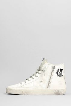 Francy Sneakers | Golden Goose Women's Francy Sneakers in White/Silver/Milk | FW23/24 Golden Goose Francy, Working Together, Golden Goose, Luxury Retail, White Silver, Luxury Boutique, White Leather, High Top, Top Sneakers