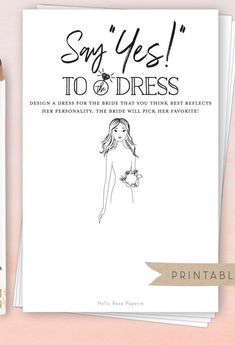 a card with the words say yes to dress on it