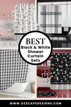 black and white shower curtain sets with text overlay that reads best black and white shower curtain sets