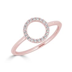 EMILIQUE 14KT GOLD 1/10 CTW DIAMOND OPEN CIRCLE RING 4 / Rose Open Circle Ring, Open Heart Ring, Circle Ring, Open Heart, Brilliant Diamond, 14kt Gold, Round Brilliant, Or Rose, Gold Diamond