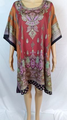 "Beautiful Bright Kaftan Top/Dress/Cover-up with Matching Fringes, with a Border of Blue Ribbon. Hebrew Israelite Fringes! Price includes Fringes! Bold Vibrant colors, Pleasant to the body, Waist tie. A great addition to your Summer wardrobe! Mannequin in photo is 5'8\" inches tall. *All dresses come with Fringes! If no Fringes are in the photo, it means you get to choose the color of Fringes to be added! I carry all colors of Fringes." Summer Paisley Print Kaftan For Vacation, Summer Vacation Paisley Print Kaftan, Multicolor Printed Short Sleeve Kaftan, Pink Printed Short Sleeve Kaftan, Multicolor Printed Short Sleeve Tunic, Casual Multicolor Tunic Kaftan, Multicolor Floral Print Short Sleeve Tunic, Patterned Printed Short Sleeve Kaftan, Patterned Short Sleeve Kaftan For Summer