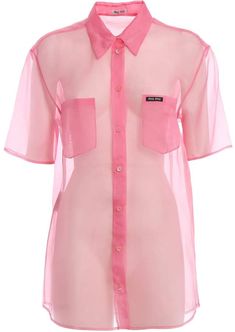 Miu Miu Organza Blouse Vsco Outfits, Best Clothing Brands, Dress Kebaya, Organza Blouse, Ruffle Sweater, Womens Fashion Inspiration, Pink Blouse, Online Sale, Miu Miu