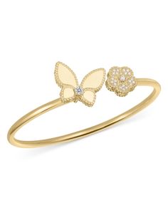 Roberto Coin 18K Yellow Gold Daisy & Butterfly Diamond Bangle Bracelet - Exclusive Roberto Coin Bracelet, Elizabeth Webber, Daisy Butterfly, Aesthetic Bracelet, Dress Reference, 2024 Goals, Diamond Bangle Bracelet, Butterfly Collection, Diamond Bangles Bracelet