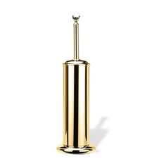 a gold toilet brush holder on a white background