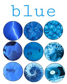 blue images with the words sorry written on them and some pictures in front of them