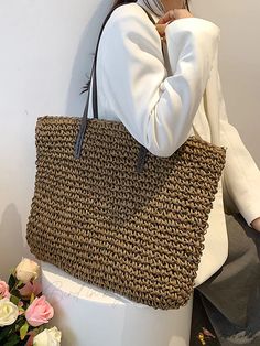 Bird in Bag - Straw Age Capacity Casual Shoulder Bag For Travel, Large Capacity Casual Beach Bag, Casual Woven Shoulder Bag, Casual Brown Woven Beach Bag, Lightweight Casual Beige Beach Bag, Casual Beige Packable Beach Bag, Casual Lightweight Beige Beach Bag, Casual Rectangular Beach Bag, Casual Khaki Beach Bag For Daily Use