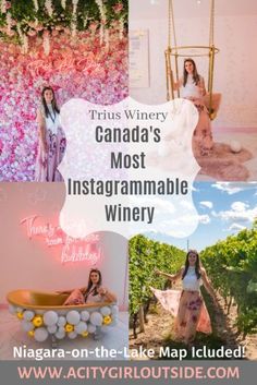 three pictures with the words, canada's most instagramble winery on them