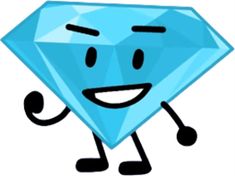 a blue diamond with arms and legs in the shape of a smiley face, smiling