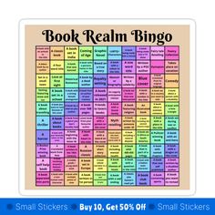 a colorful poster with words on it that say, book realn'bingoo