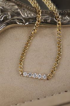 14k Gold Cuban Chain Diamond Necklace / 3mm Cuban Link Necklace with Large Diamonds in 5 Prong Setting / Curb Chain Necklace / 0.60ctw ✔ Handmade ✔ Natural Diamond ✔ Total Carat Weight Diamonds: 0.60ctw ✔ Dimensions of Setting: 3.5 mm The dimension of the links: 3mm Available 14K Yellow Gold ( SOLID GOLD ) 🛠 All Sarah Elise pieces are handcrafted to order, please allow 4 - 10 business days for shipping out. Need it sooner? Just ask and we will let you know if it's possible. 💎 We use only top-g Gold Cubic Zirconia Diamond Necklace With Curb Chain, Gold Cubic Zirconia Diamond Necklace With Chain Link, Cubic Zirconia Diamond Necklace With Curb Chain For Gifting, Gold Chain Necklace With Diamond Accents And Cubic Zirconia, Gold Diamond Necklace With Chain For Anniversary, Gold Chain Necklace With Cubic Zirconia, Anniversary Diamond Chain Necklace With Gold Chain, Gold Diamond Necklace With Chain, Anniversary Jewelry With Cubic Zirconia Gold Chain