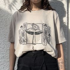 some items are shipped separately - shipping cost is not effected and they should arrive on the same day/week : t-shirts (shipped from studio 1) sweaters and hoodies (shipped from studio 2) prints, notebooks, stickers, hats, bookmarks, mugs (shipped from home). please read all :) - 𓋼 my original lino cut design 𓋼 model is size UK 10, see more in-depth size guide at milzbe.com 𓋼 DTG printed with eco-friendly water-based ink. 𓋼 orders are normally shipped out 2-7 days after purchase however, can take up to 14 days in some circumstances. 𓋼 message me for more size options, color options or a custom design. 𓋼 return policy: no returns unless the item is damaged, this is due to being made to order and custom. 𓋼 cancellation: up 3 hours after order.  𓋼 i hope you all have a magical day a Sweaters And Hoodies, Shirt Logo Design, Tshirt Printing Design, Lino Cut, Tshirt Design Inspiration, Friends Tshirt, Painted Clothes, Cut Design, Linocut