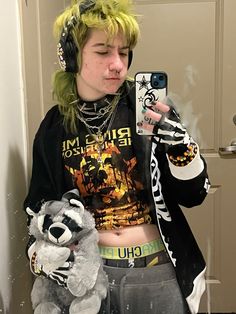 Alt Outfit Board, Scene Outfit Inspo Masc, Green Alt Outfits, Green Punk Aesthetic, Masc Scene Outfits, Forest Punk Aesthetic, Scene Fashion Male, Scene Boy Outfit, Pastel Punk Outfits