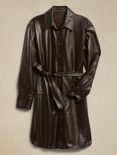 Gritti Leather Shirt Dress | Banana Republic Luxury Silk Button-up Shirt Dress, Long Leather Maxi Dress, Brown Lather Dress, Leather Maternity Dress, Leather Button Up, Leather Shirt Dress, Leather Shirt, Button Up Dress, Leather Dresses