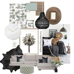 a living room filled with lots of furniture and decorating items on top of each other