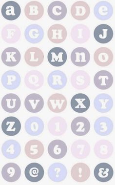 the letters and numbers are arranged in different colors, including pink, blue, gray, and white