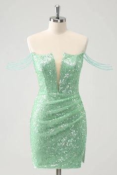 Amzcw Sparkly Green Off the Shoulder Ruched Tight Homecoming Dress wit – Amzcw Dress Hot Pink Hoco Dress, Sparkly Hoco Dress, Homecoming Dresses Green, Fitted Homecoming Dresses, Party Dress Inspiration, Bodycon Dress Homecoming, Homecoming Dresses Sparkly, Sparkly Party Dress, Sequin Homecoming Dress