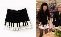 Piano Skirt, The Nanny Fran, Nanny Fran, Nanny Outfit, Ropa Upcycling, Fran Drescher, The Nanny, Piano Key, The Vision