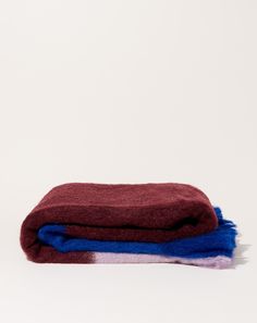 Mantas Ezcaray Color Block Blanket in Burgundy Blue Color Block Blanket, Mohair Blanket, Bedroom Redo, Color Block Design, Mohair Wool, Block Design, Loom, Color Block, Dry Clean