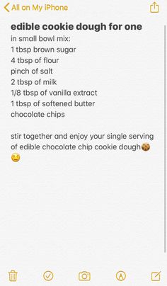 the recipe for edible cookie dough for one