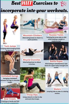 the best exercises to incorporated into your workouts info sheet is shown in this poster