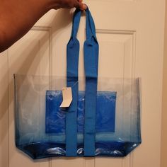 Large Blue Ombre Tote Brand New/Never Used Blue Beach Bag With Removable Pouch For Travel, Trendy Blue Tote Bag, Blue Rectangular Shoulder Bag For Shopping, Blue Beach Bag With Removable Pouch, Blue Tote Beach Bag, Blue Beach Bag With Removable Pouch For Everyday Use, Trendy Blue Shopping Bag, Trendy Blue Shopping Bags, Trendy Blue Shoulder Bag For Shopping