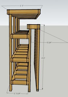 a wooden shelf is shown with measurements for it