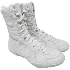 a pair of white sneakers with laces on them