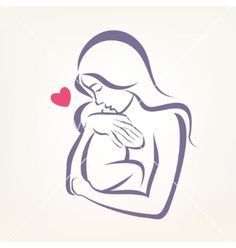 a woman holding a baby in her arms with a heart