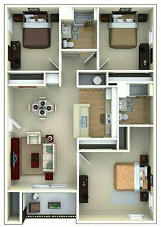 the floor plan of a two bedroom apartment with an attached kitchen and living room area