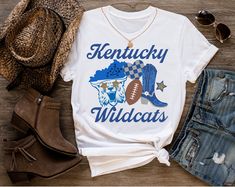 Screen Printed Unisex T-Shirt Kentucky Wildcats, Wild Cats, Kentucky, Clothing Items, Unisex T Shirt, Springs, Screen Printing, Monogram, Screen