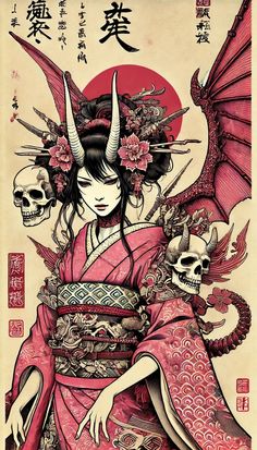 AI Art yukata_girl in Tokyo Manga Illustration Art, Japanese Punk Art, Gothic Japanese, Woman Drawings, Mascara Oni, Coco Art, Hellboy Tattoo, Latina Art, Japanese Pop Art